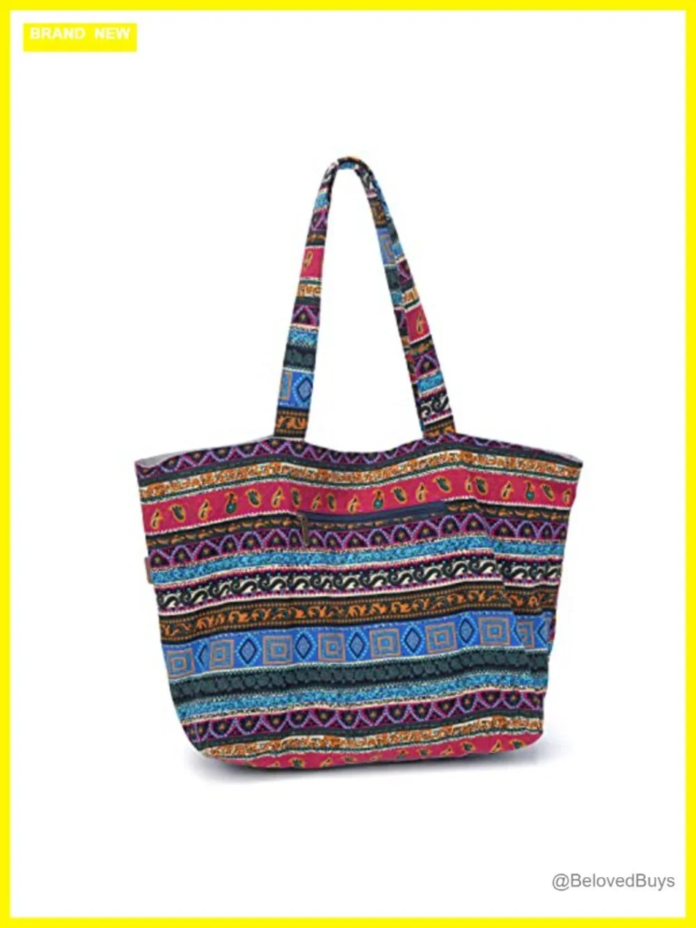 Bohemian Canvas Tote Bag Large Hippie Shoulder Bag